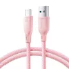 Joyroom Multi-Color Series USB-A uz USB-C ātrās uzlādes un datu kabelis, 100W, 1m, rozā (S-A34)