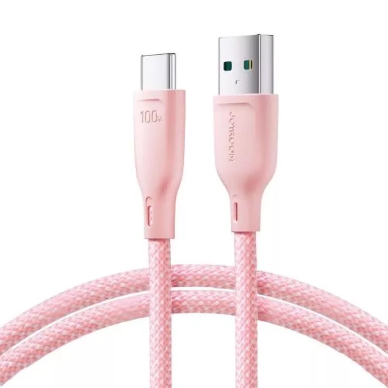 Joyroom Multi-Color Series USB-A uz USB-C ātrās uzlādes un datu kabelis, 100W, 1m, rozā (S-A34)