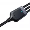 JOYROOM S-1T3018A18 3-in-1 daudzfunkciju uzlādes kabelis USB-A uz USB-C/Micro-USB/Lightning, 30cm pīts neilons, 3,5A, melns