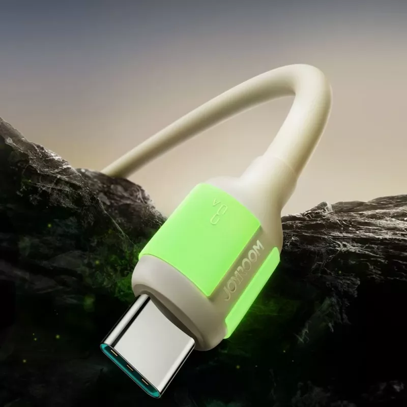 JOYROOM S-A53 USB-A uz USB-C kabelis ar fluorescējošu galu 1,2 m bēšs