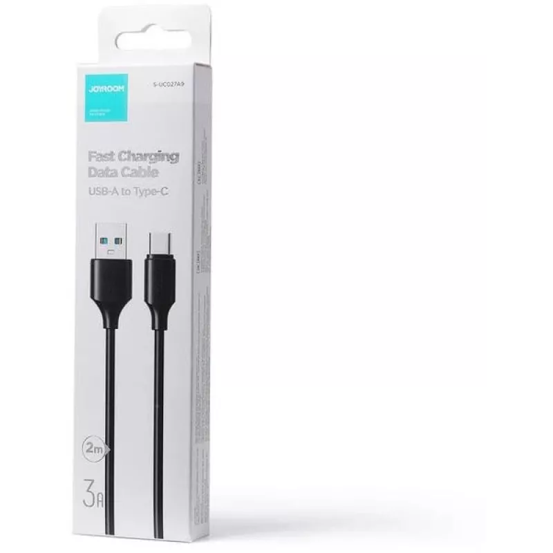JOYROOM S-UC027A9 USB-A to USB-C kabelis 2m melns 3A ātra uzlāde un datu sinhronizācija