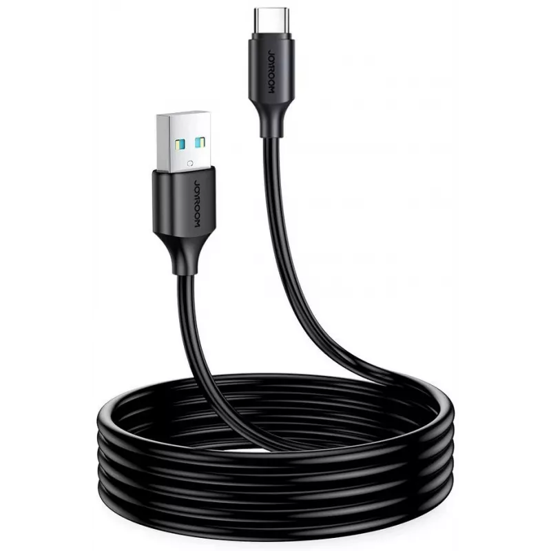 JOYROOM S-UC027A9 USB-A to USB-C kabelis 2m melns 3A ātra uzlāde un datu sinhronizācija