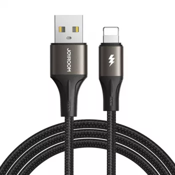 Joyroom SA25-AL3 USB-A uz Lightning kabelis 1,2m Melns 3A Uzlāde un Datu sinhronizācija