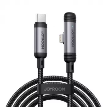 JOYROOM Type-C uz Lightning EnjoyX sērijas 90° kabelis A56, 30W, 480Mbps, 1.2m, melns (S-A56)