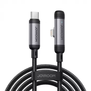 JOYROOM Type-C uz Lightning EnjoyX sērijas 90° kabelis A56, 30W, 480Mbps, 1.2m, melns (S-A56)