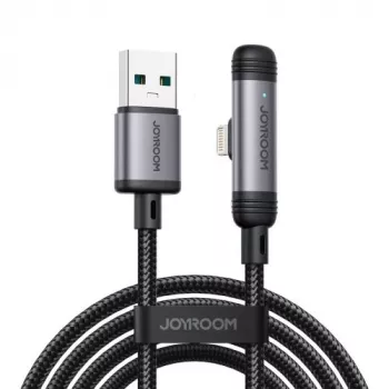 Joyroom USB-A uz Lightning EnjoyX Series 90° kabelis A56, 3A, 480Mbps, 1.2m, Melns (S-A56)