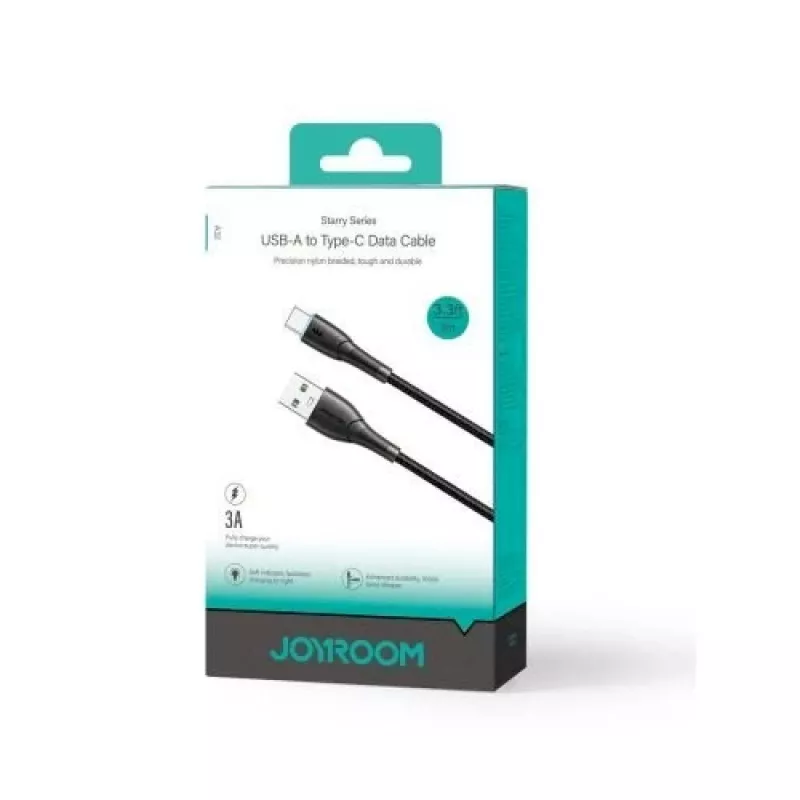 JOYROOM USB-A uz USB-C kabelis Starry sērija, 480 Mbps, 3A, 1m, melns (SA32-AC3)