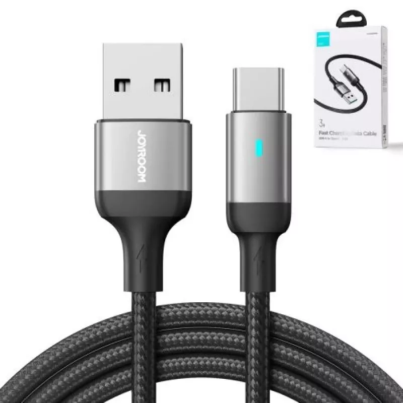 JOYROOM USB-A uz USB-C datu kabelis, 3A, 1,2 m, melns (S-UC027A10)