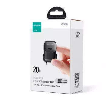 Joyroom USB-C 20W PD Mini Lādētājs ar USB-C uz Lightning kabeli - Melns