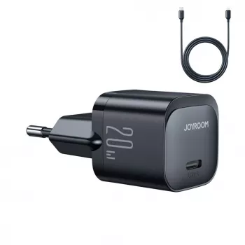 Joyroom USB-C 20W PD Mini Lādētājs ar USB-C uz Lightning kabeli - Melns