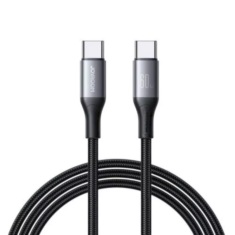 JOYROOM USB-C uz USB-C Flash Series kabelis A28 60W PD ātrā uzlāde 480Mbps datu sinhronizācija 2m melns