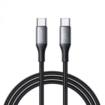 JOYROOM USB-C uz USB-C Flash Series kabelis A28 60W PD ātrā uzlāde 480Mbps datu sinhronizācija 2m melns