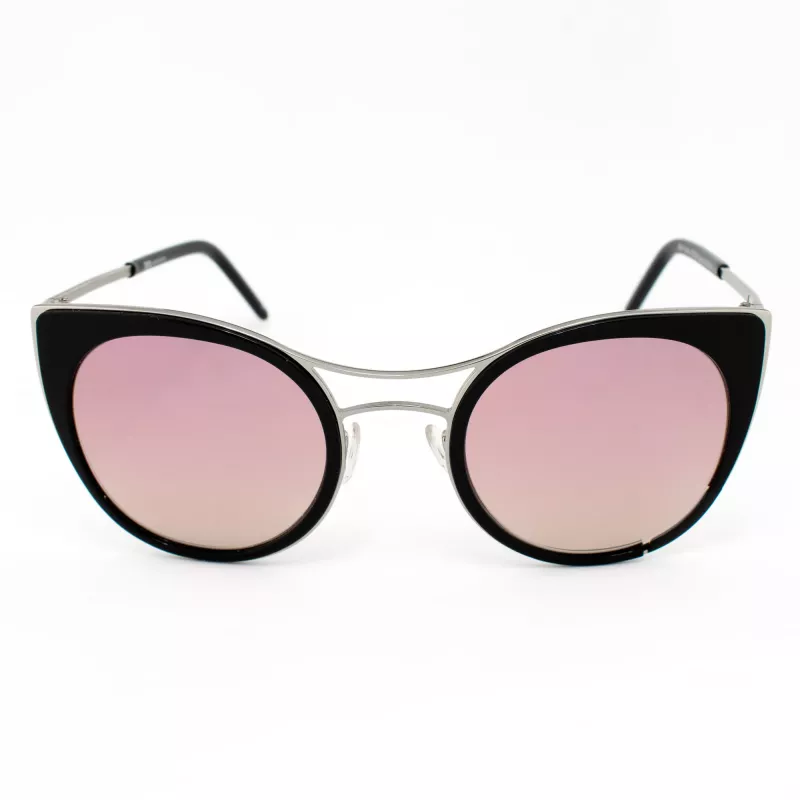 JPLUS Woman JP3038-01 Saulesbrilles - Melns acetāta rāmis, Pelēka polikarbonāta lēca, UV400 aizsardzība, 51/25/145 mm