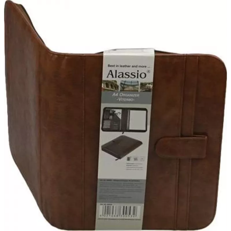 JÜSCHA Alassio VITERBO dokumentu mape ar rāvējslēdzēju, mākslīgā āda, brūna, A4, 2 pildspalvu turētāji, 4 karšu nodalījumi, 2 dokumentu nodalījumi, kabata kalkulatoram, kabata rakstīšanas blokam, izturīga pret šļakatām (30053)