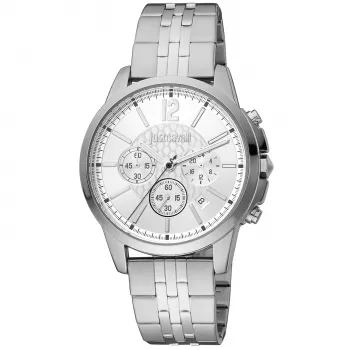 JUST CAVALLI MAN JC1G175M0255 Kvarca analogais pulkstenis 42mm Nerūsējošā tērauda sieta aproce Melns ciparnīca
