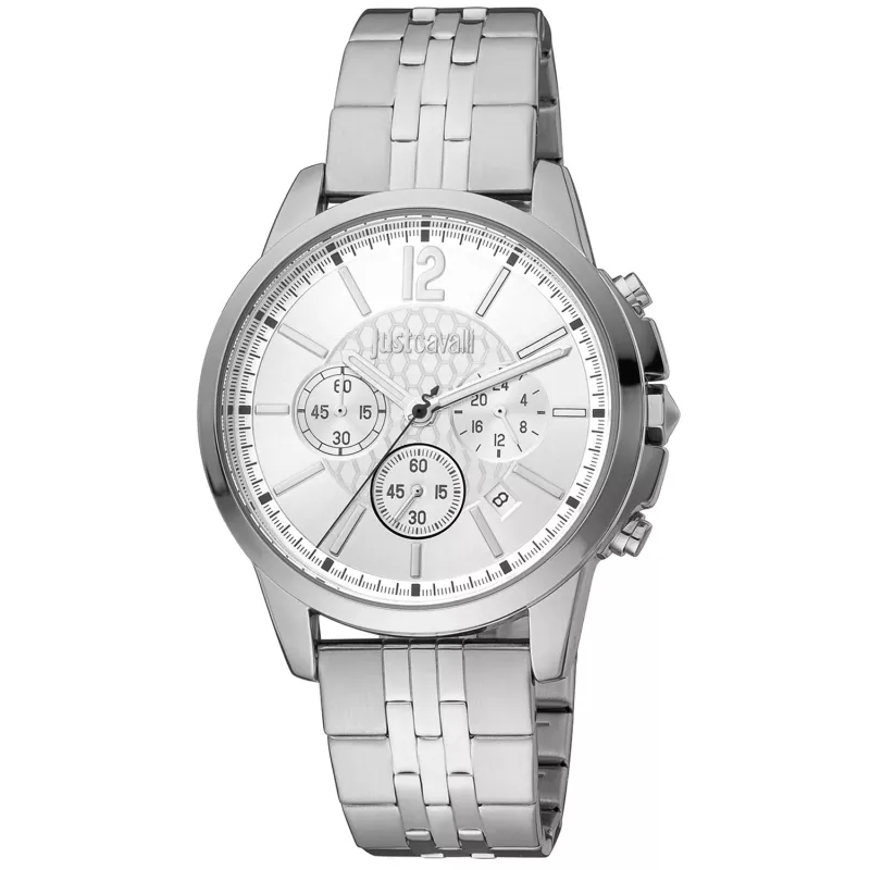 JUST CAVALLI MAN JC1G175M0255 Kvarca analogais pulkstenis 42mm Nerūsējošā tērauda sieta aproce Melns ciparnīca