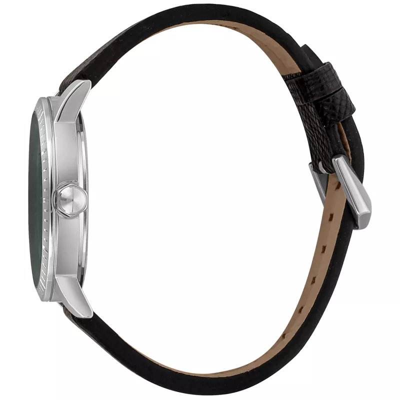 JUST CAVALLI Vīriešu kvarca analogais pulkstenis JC1G216L0025 42mm Nerūsējošā tērauda korpuss Melna ādas siksniņa