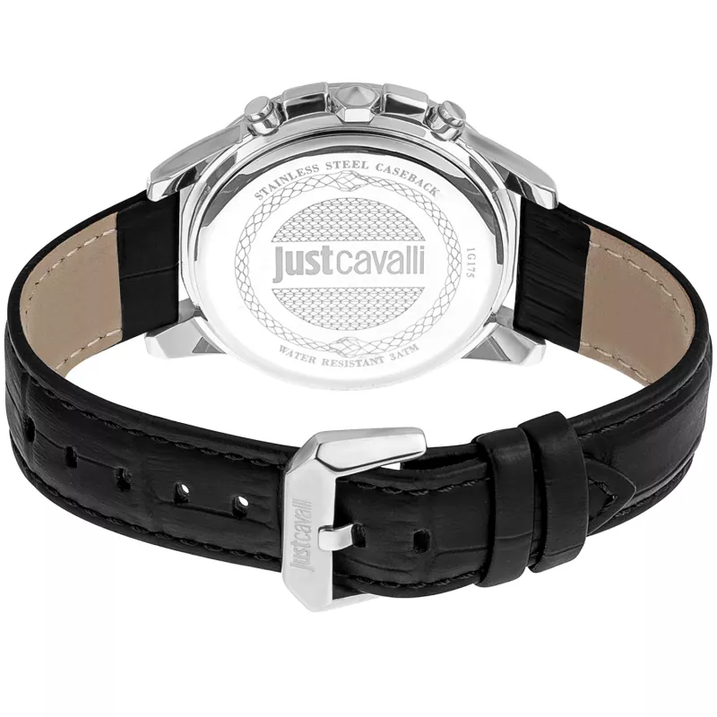 JUST CAVALLI vīriešu kvarca pulkstenis JC1G175L0215 42mm zils ciparnīca ādas siksniņa