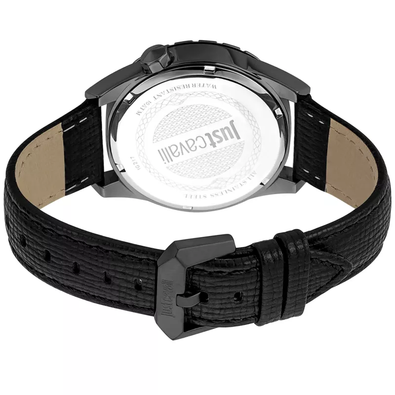 Just Cavalli vīriešu pulkstenis JC1G217L0045 42mm melns ciparnīca ādas siksniņa