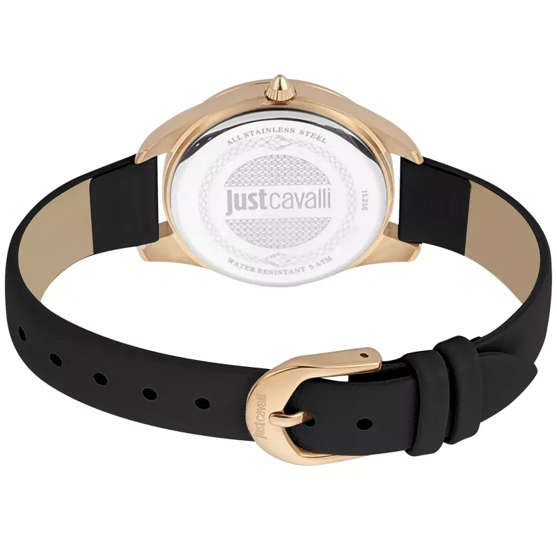 JUST CAVALLI Sieviešu JC1L210L0025 32mm Kvarca Analogais Pulkstenis - Sudraba Ciparnīca, Brūna Āda