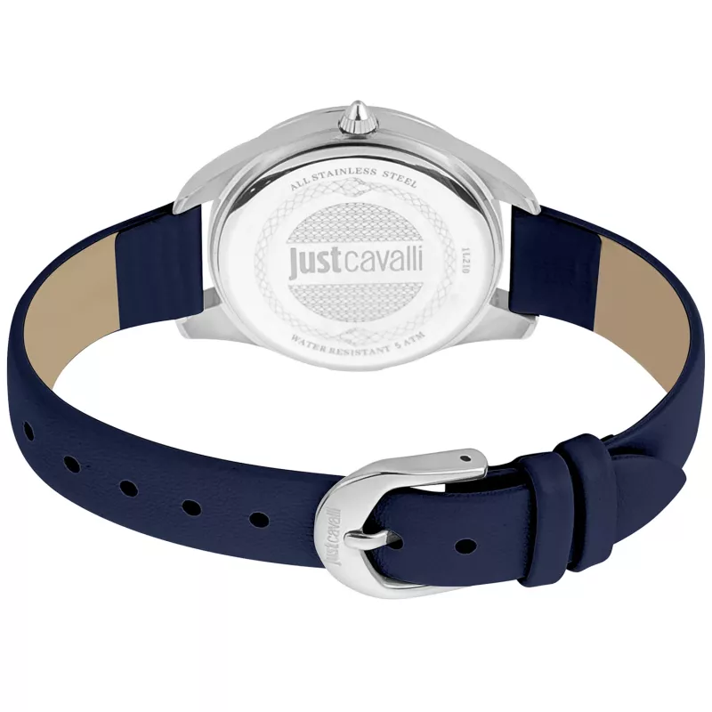 JUST CAVALLI Sieviešu pulkstenis JC1L210L0115 32mm Sudraba ciparnīca Balta ādas siksniņa