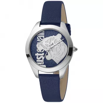 JUST CAVALLI Sieviešu pulkstenis JC1L210L0115 32mm Sudraba ciparnīca Balta ādas siksniņa