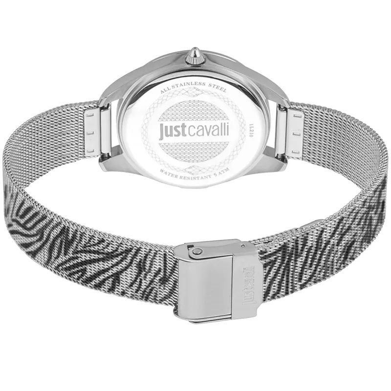JUST CAVALLI Sieviešu Pulkstenis JC1L210M0045 32mm Sudraba Nerūsējošā Tērauda Siets Rokassprādze Kvarca Analogais