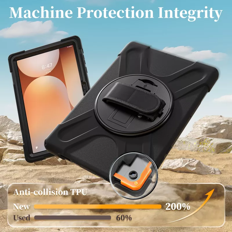 JUST MUST JM Rugged Case Grip Samsung Galaxy Tab A11+ ar siksnu Melns