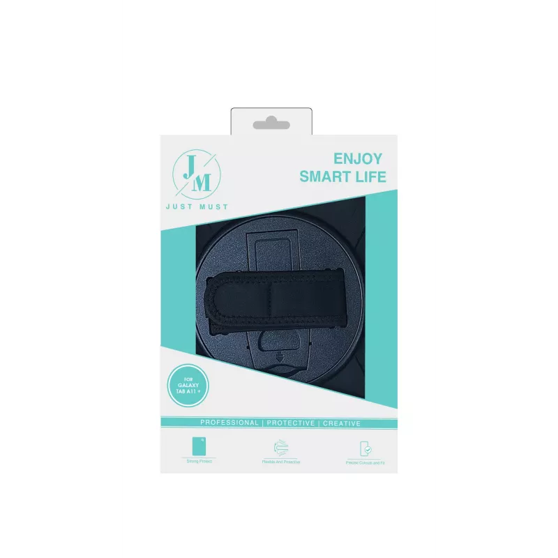 JUST MUST JM Rugged Case Grip Samsung Galaxy Tab A11+ ar siksnu Melns