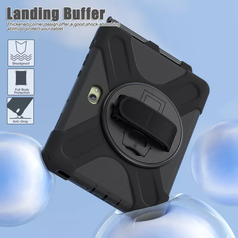 JUST MUST JM Rugged Case Grip Samsung Galaxy Tab Active Pro/Active4 Pro/Active5 Pro ar siksnu Melns
