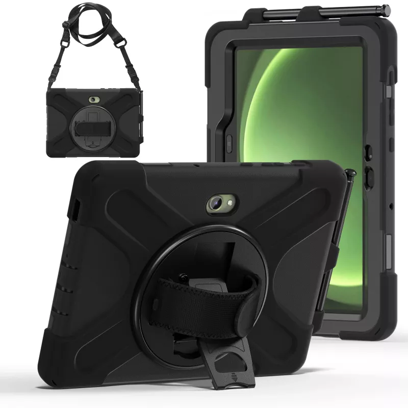JUST MUST JM Rugged Case Grip Samsung Galaxy Tab Active Pro/Active4 Pro/Active5 Pro ar siksnu Melns
