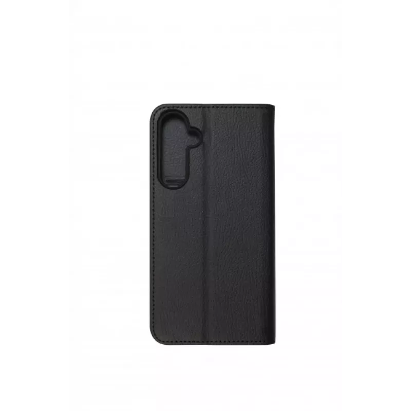 JUST MUST JM Stand Flip Case Samsung Galaxy A35 5G, melns – PU ādas maciņš ar karšu kabatām un statīvu