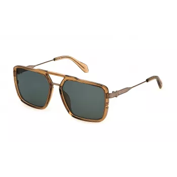 JUSTCAVALLI Vīriešu saulesbrilles SJC040-580913 Havana Brūns gradients Kvadrātveida Acetāts 58mm