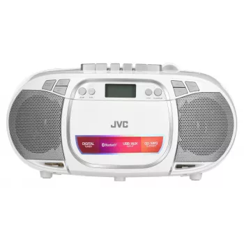 JVC RC-E451W pārnēsājams CD atskaņotājs ar FM/AM radio, AUX ieeju, bass boost, balts