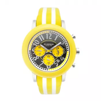 K&BROS Unisex Analog Watch 9427-3-710 43mm Stainless Steel Case Black Dial Leather Strap