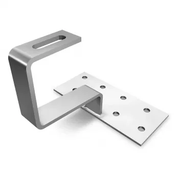 K2 Systems 1000001 Jumta āķis dakstiņu jumtiem, nerūsējošais tērauds, pamatplāksne 150x60x5 mm, roka 30x6 mm
