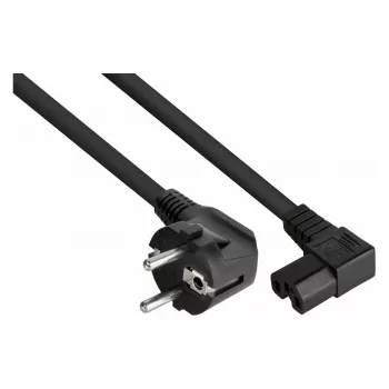 Kabelmeister 3m barošanas vads, CEE 7/7 Schuko uz IEC C15, 90° leņķī, melns