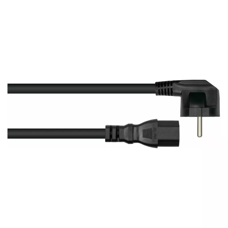 KABELMEISTER leņķa Schuko uz IEC C15 strāvas vads 0.5m melns