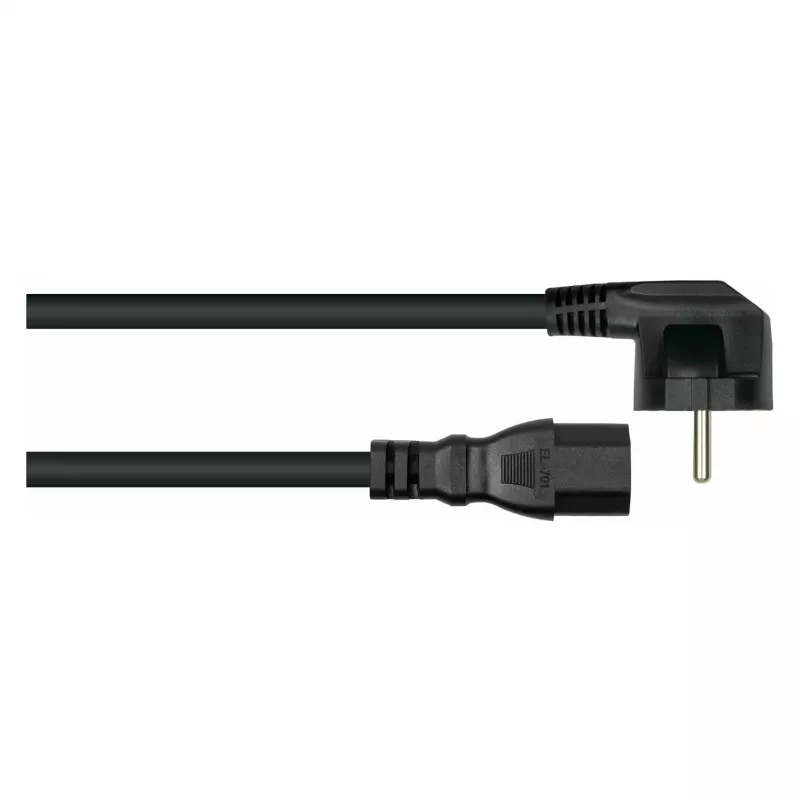 Kabelmeister strāvas kabelis ar 90° leņķa Schuko spraudni un C15 ligzdu, 3 m, melns