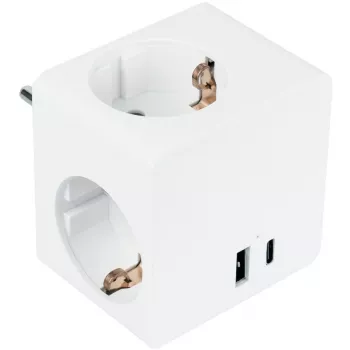 KABELMEISTER Power Strip Cube ar 3x Schutzkontakt kontaktligzdām, USB-C 20W PD 3.0 un USB-A 18W, 1.5m, balts