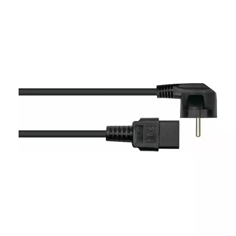 Kabelmeister Schuko (CEE 7/4) uz C19 barošanas vads, 1m, 90° leņķis, melns