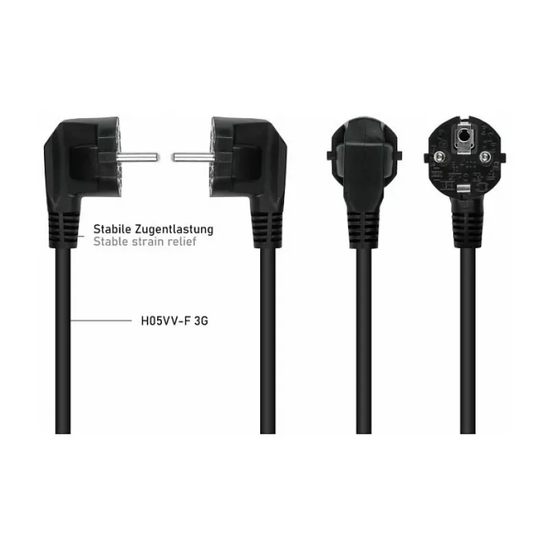 Kabelmeister Schuko spraudnis (90° leņķa) uz 2x IEC C13 Y-veida sadalītāja kabelis, 2m, melns