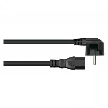 Kabelmeister Schuko kontaktdakša (90° leņķī) uz C15 strāvas kabelis, melns, 1m