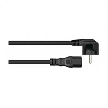 Kabelmeister Schuko strāvas kabelis ar 90° leņķa kontaktdakšu uz IEC C15, melns, 1,8 m