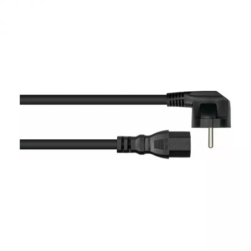 Kabelmeister Schuko strāvas kabelis ar 90° leņķa kontaktdakšu uz IEC C15, melns, 1,8 m
