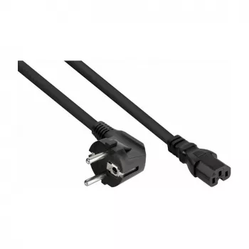 Kabelmeister Schuko strāvas kabelis ar 90° leņķa kontaktdakšu uz IEC C15, melns, 1,8 m