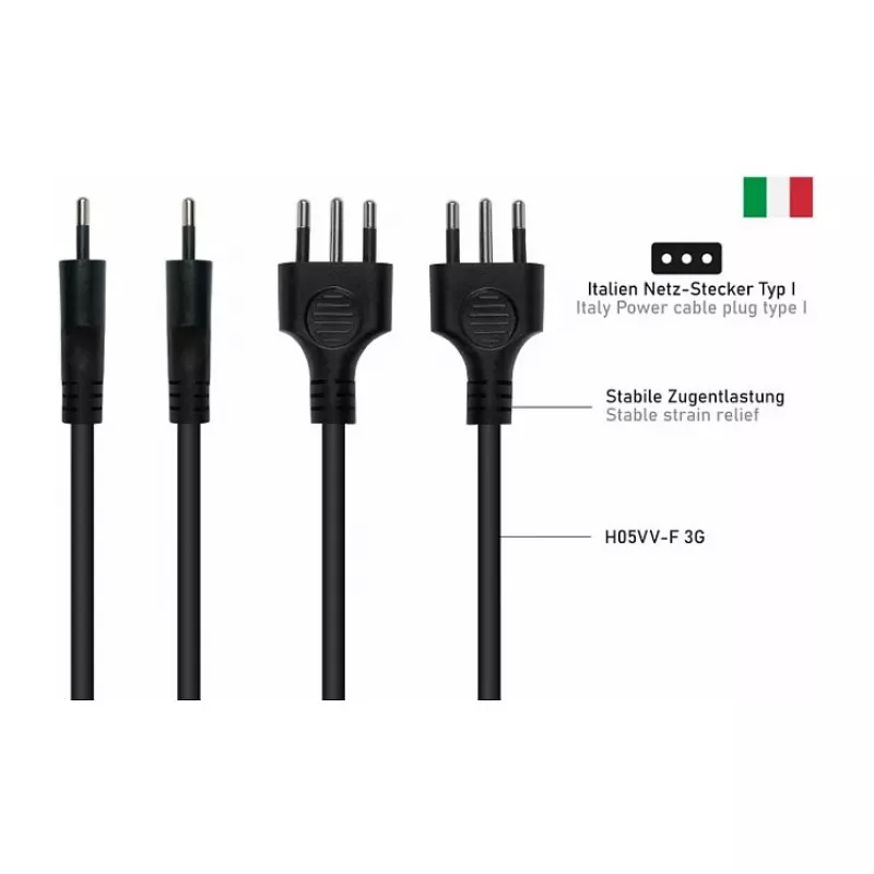 Kabelmeister SK6505-S018 AC barošanas kabelis - Itālijas Type I spraudnis uz IEC C5, melns, 1,8 m