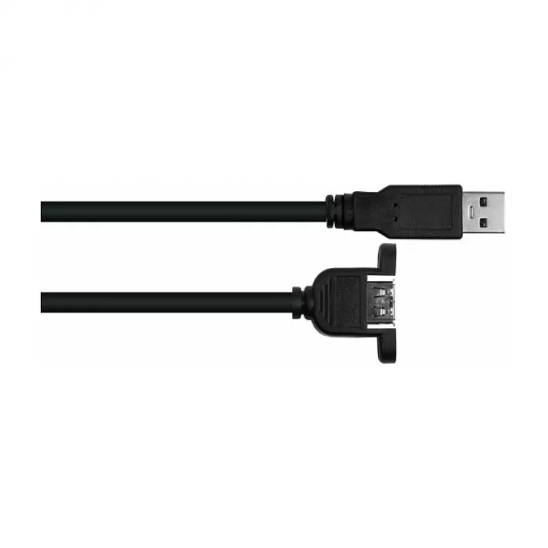 Kabelmeister USB 2.0 pagarinājuma kabelis, Type-A vīriešu savienotājs uz paneļa Type-A sieviešu savienotāju, 1m, melns