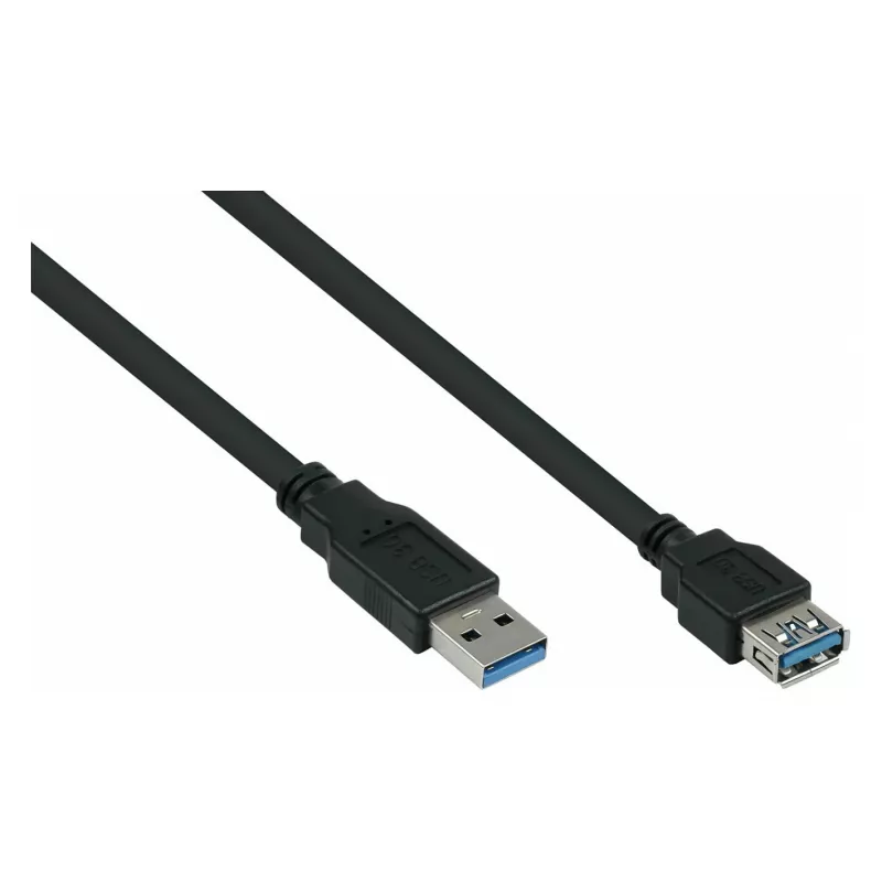Kabelmeister USB 3.0 pagarinājuma kabelis - 3m, melns, Type-A vīrietis uz sievieti, UL sertificēts
