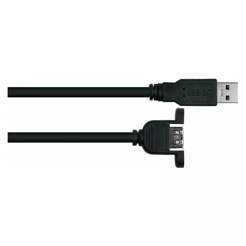 Kabelmeister USB 3.0 Panel Mount pagarinājuma kabelis – Type-A vīrietis uz sievieti, 3m, melns (UL sertificēts)